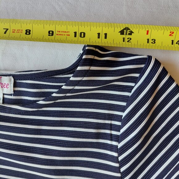 4 Ever Free Black/White Striped Flare Fit Stretchy Mini Dress, Girls 16/W XS - Picture 4 of 8